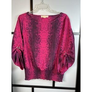 Michael Kors Women's Pink Purple  Half Sleeve Blouse Size Large